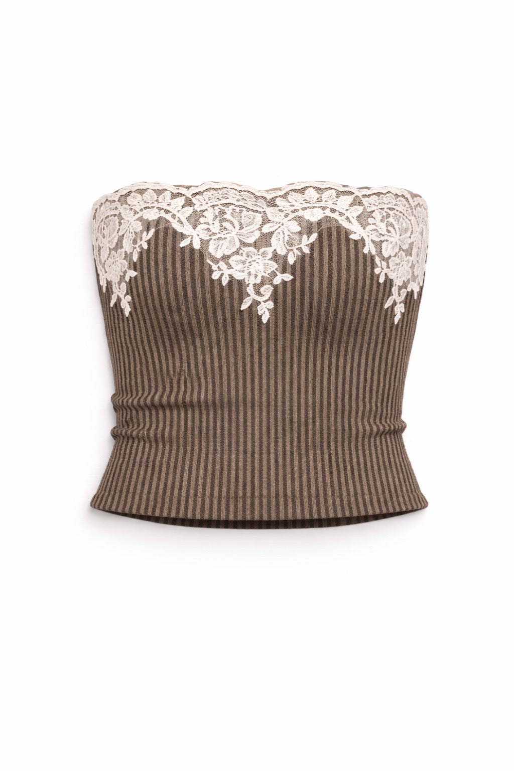 Tresaire Ann handmade strapless bustier striped rib made to order womenswear