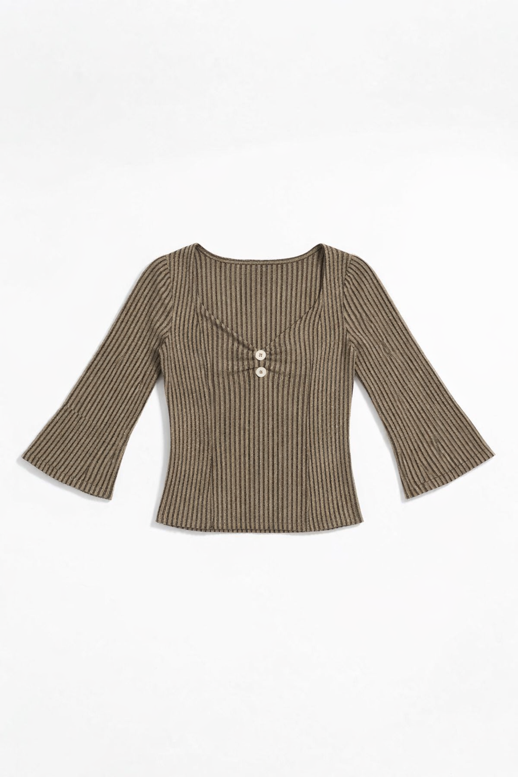 Tresaire Ann handmade ribbed 3/4 sleeve sweetheart top made to order womenswear